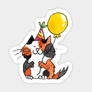 Cute party calico cat Sticker
